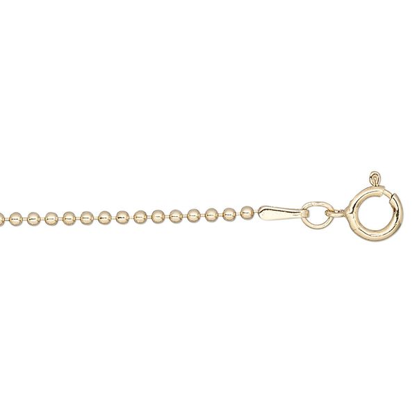 Chain, 12Kt gold-filled, 1.5mm ball, 36 inches with springring clasp. Sold individually. image number 0