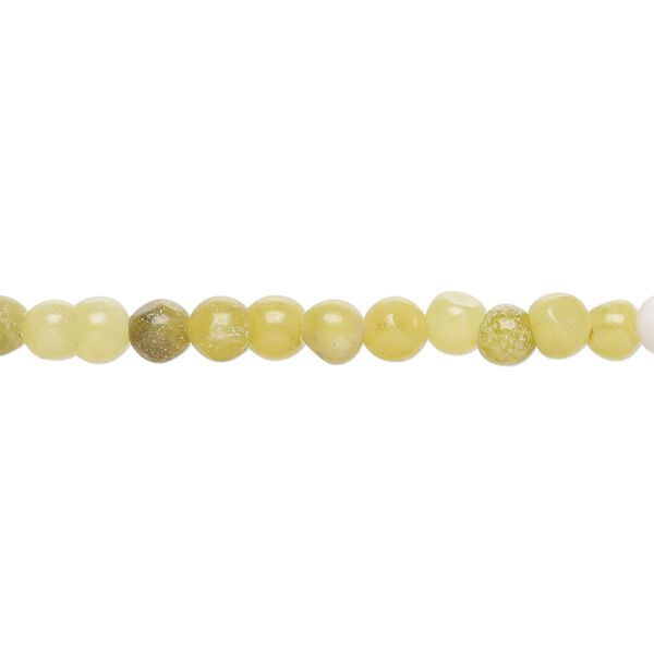 Olive new "jade" (serpentine) 1pkg1, round bead natural D grade, 15.5-16 inch 4mm image number 0