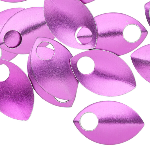 Component, anodized aluminum, purple, 22x14mm 2-sided curved scale blank with 5mm hole, 20 gauge. Sold per pkg of 20. image number 0
