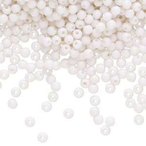 Bead, acrylic, matte white, 3mm round. Sold per hank, approximately 7025 beads.