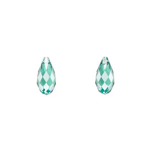 Briolette 1pkg24 Caribbean green, Crystal Passions&reg; Regenerated 11x5.5mm pendant drop 6010