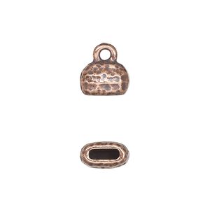End cap, TierraCast®, "Hammertone" collection, antique copper-plated pewter (tin-based alloy), 10x7mm hammered cap. Sold per pkg of 20.