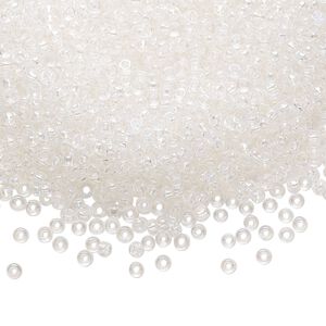 Seed bead, Preciosa Ornela Czech glass, pkg/500g, #11 rocaille, translucent blue iris clear, (58135).