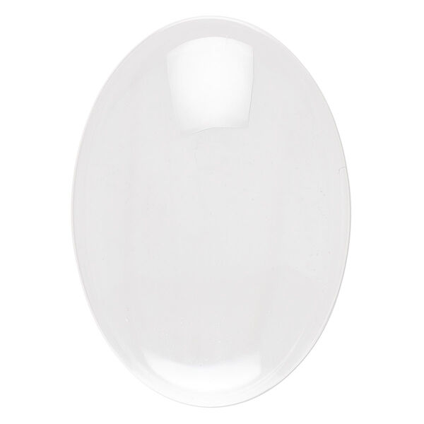 Cabochon, glass, transparent clear, 25x18mm non-calibrated oval. Sold per pkg of 10. image number 0
