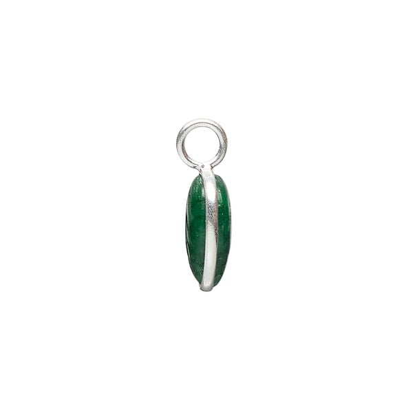 Drop 1pkg1 sterling silver and green agate (dyed), 14x9.5mm 2sided carved leaf. image number 1