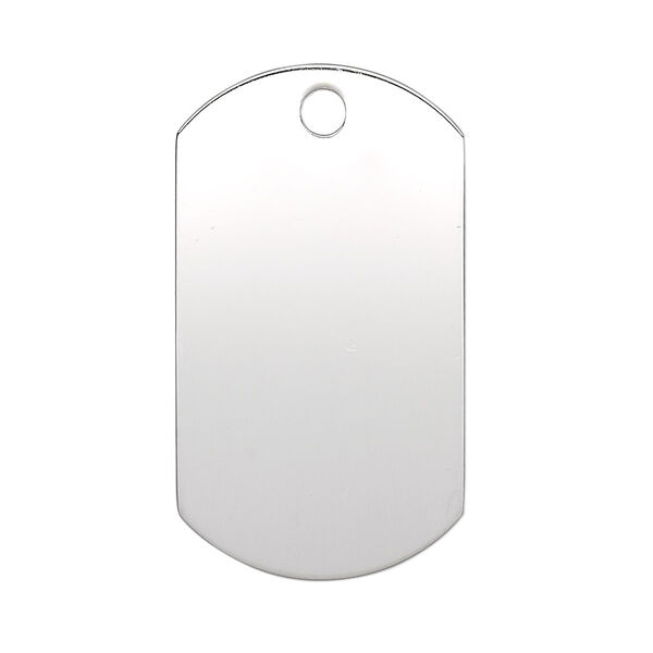 Focal, sterling silver, 35x19.5mm single-sided smooth flat dog tag with top hole, 23-25 gauge. Sold individually. image number 0