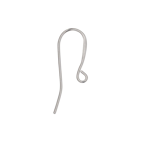 Ear wire, stainless steel, 17mm flat fishhook with open loop, 21 gauge. Sold per pkg of 100 pairs. image number 0