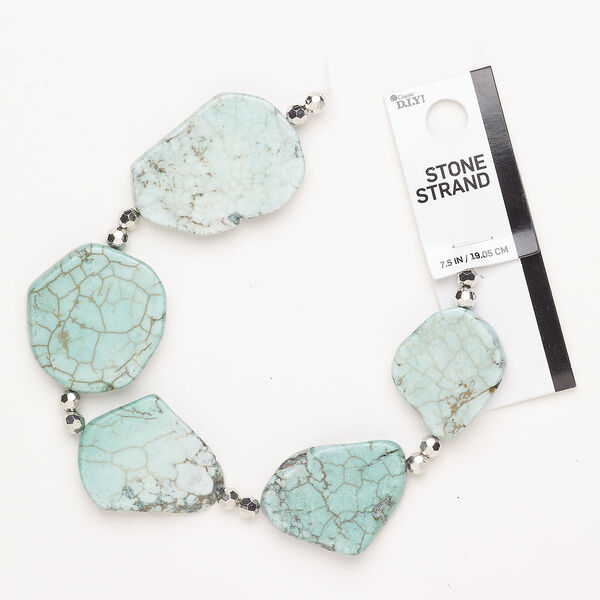 Bead assortment magnesite CCB plastic 1pk, 5mm faceted round 25x20mm-40x32mm flat freeform dyed teal image number 0