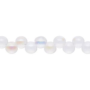 Bead, Preciosa, Czech pressed glass druk, transparent clear AB, 6mm top-drilled round. Sold per pkg of 30.