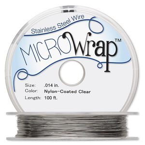 Wire, MICROWrap™, nylon-coated stainless steel, clear, 1 strand, 0.014-inch diameter. Sold per 100-foot spool.
