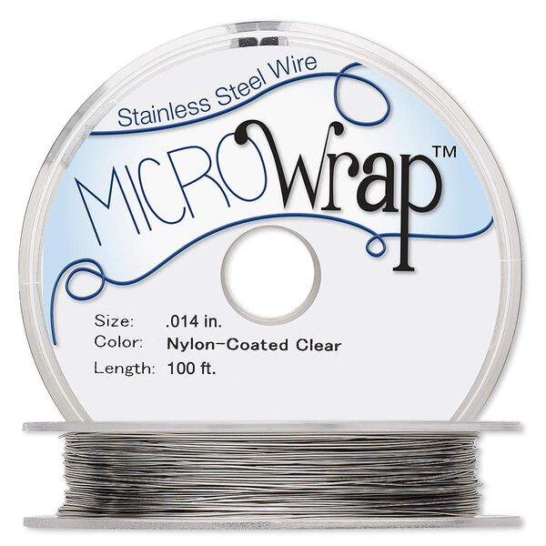 Wire, MICROWrap™, nylon-coated stainless steel, clear, 1 strand, 0.014-inch diameter. Sold per 100-foot spool. image number 0