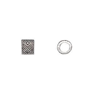 Bead, antique silver-plated "pewter" (zinc-based alloy), 6mm tube. Sold per pkg of 50.