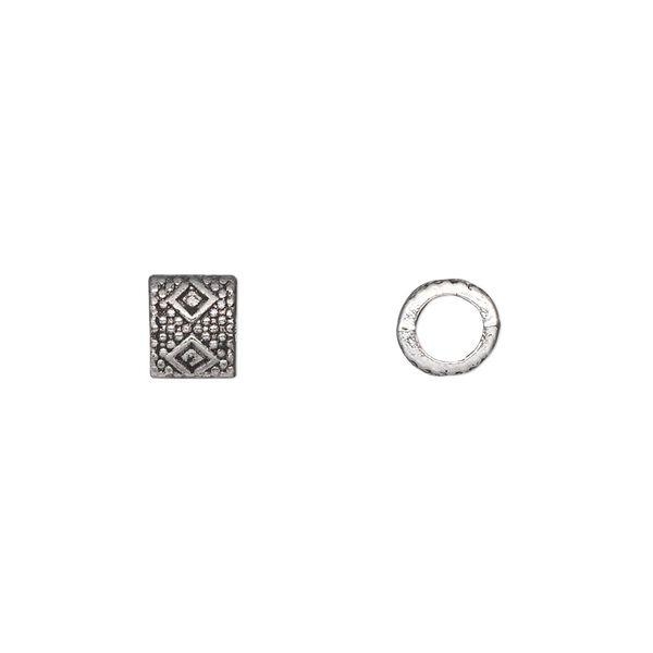 Bead, antique silver-plated "pewter" (zinc-based alloy), 6mm tube. Sold per pkg of 50. image number 0