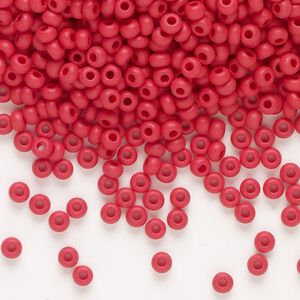 Seed bead, Preciosa Ornela Czech glass, pkg/50g, #8 rocaille, opaque matte red, (93190).