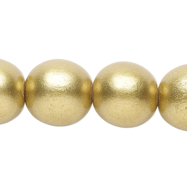 Taiwanese cheesewood 1pkg1, hand-cut painted round bead 15.5-16 inch metallic yellow gold 16mm image number 0