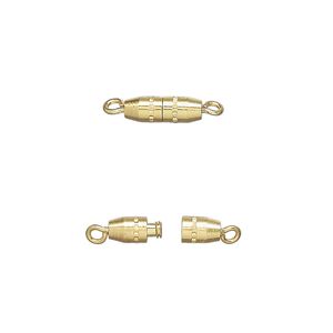 Clasp torpedo 1pkg100 gold-plated, 10x3mm oval, brass 1-strand