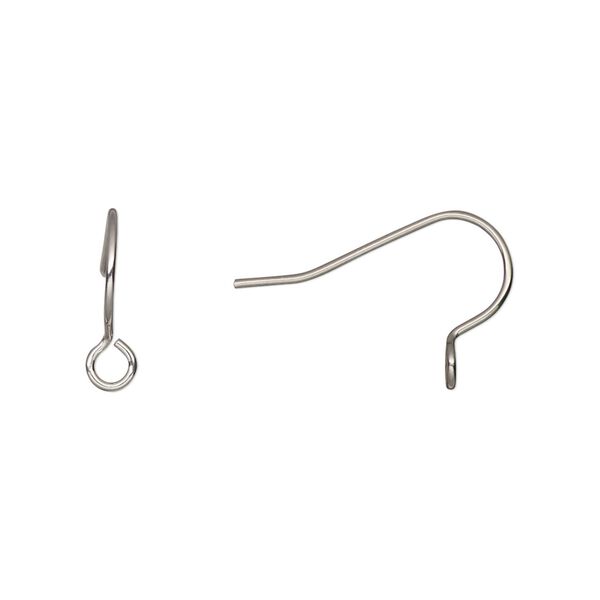 Ear wire fishhook 1pkg1000, 12.5mm / perpendicular open loop, 21 gauge stainless steel 500 pair image number 0