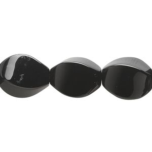Black onyx 1pkg1, twisted oval bead 15.5-16 inch 15x10mm