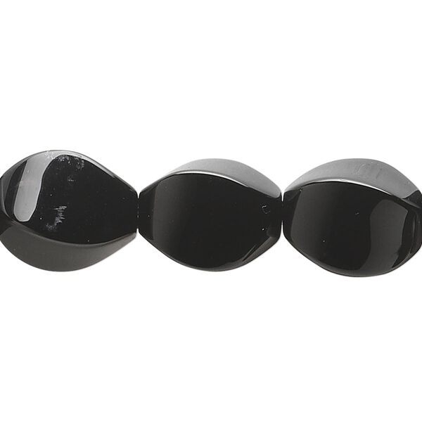 Black onyx 1pkg1, twisted oval bead 15.5-16 inch 15x10mm image number 0