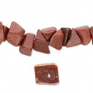 Bead, brown goldstone (glass) (man-made), small to medium chip. Sold per 16-inch strand.