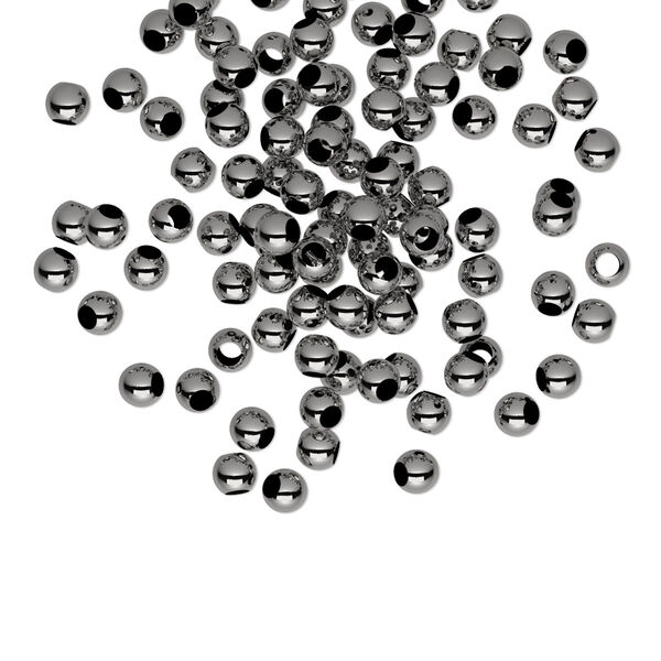 Bead, gunmetal-plated brass, 3mm micro round. Sold per pkg of 100. image number 0