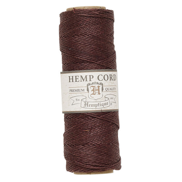 Cord, Hemptique®, polished hemp, dark brown, 0.5mm diameter, 10-pound test. Sold per 205-foot spool. image number 0