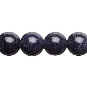 Bead, blue goldstone (glass) (man-made), 12mm round. Sold per 15-1/2" to 16" strand.