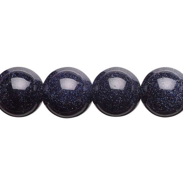 Bead, blue goldstone (glass) (man-made), 12mm round. Sold per 15-1/2" to 16" strand. image number 0