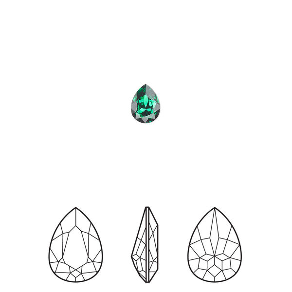 Fancy stone 2pk majestic green foil back, Crystal Passions® 6x4mm pear 4320 image number 0