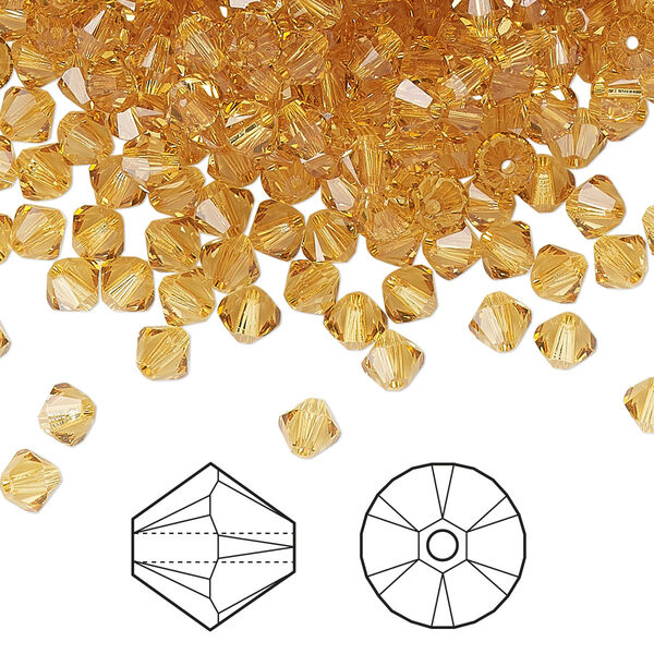 Bead 144pk golden topaz, Crystal Passions® 4mm bicone 5328 image number 0
