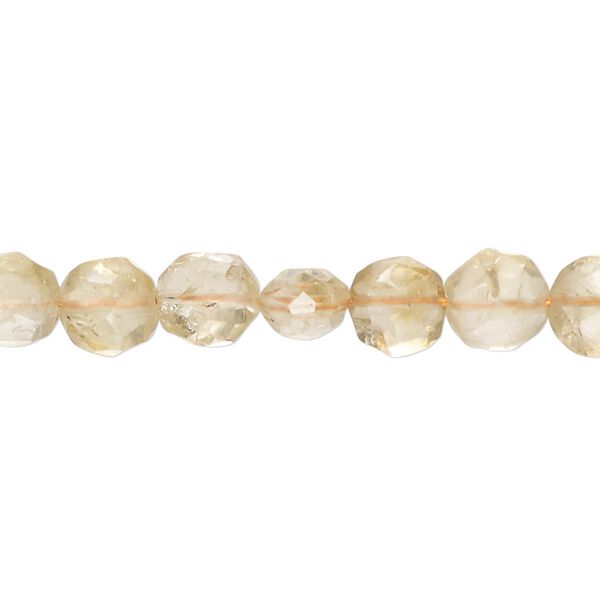 Citrine 1pkg1, hand-cut faceted puffed octagon bead 14 inch 7-8mm image number 0