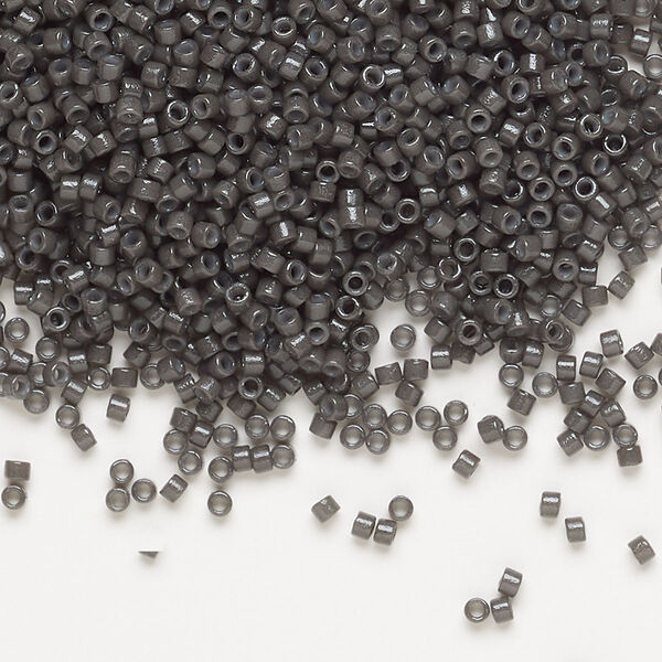 Seed bead, Delica®, glass, pkg/250g, #11 round, Duracoat® opaque outside dyed charcoal (DB-2368). image number 0