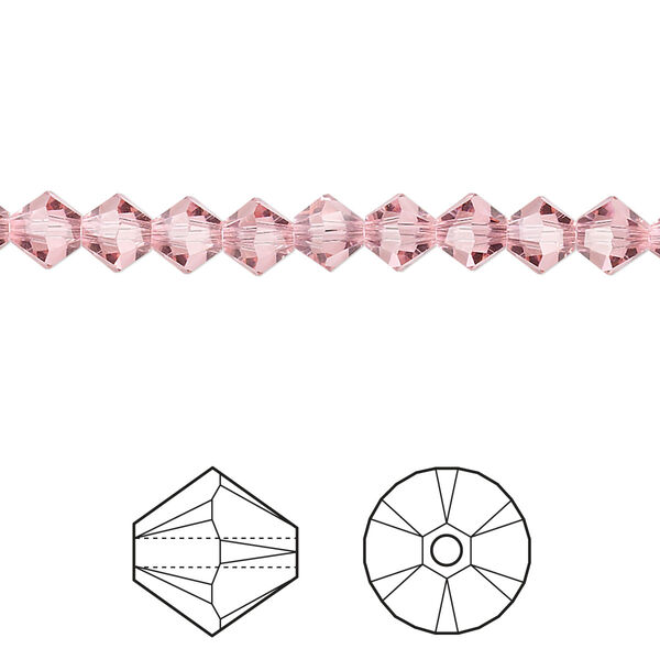 Bead 24pk light rose, Crystal Passions® 5mm bicone 5328 image number 0