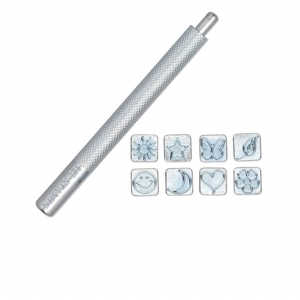 Stamp, zinc, 1/4 inch stamp and handle. Sold per 9-piece set. image number 0