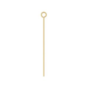 Eye pin, gold-plated brass, 1-1/4 inches, 24 gauge. Sold per pkg of 100.