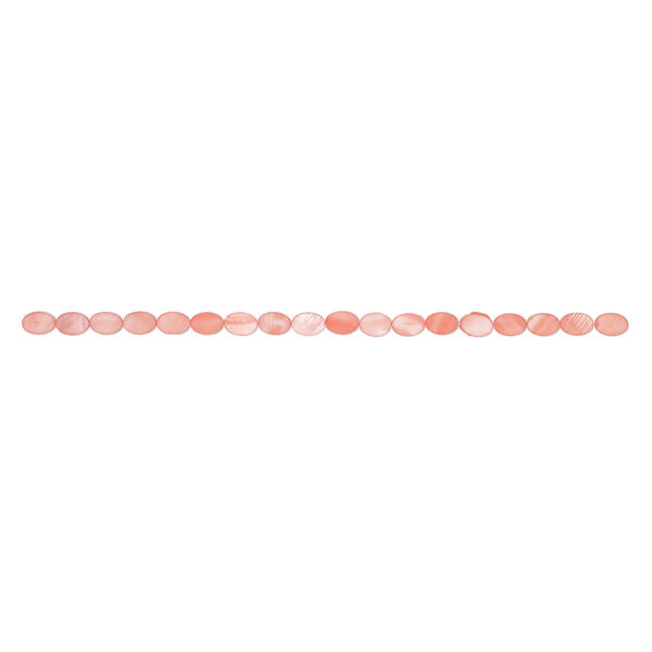Mother-of-pearl shell 1pkg1, flat oval bead 15 inch pink 14x10mm-15x11mm image number 1