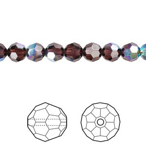 Bead 12pk burgundy AB, Crystal Passions® 6mm faceted round 5000