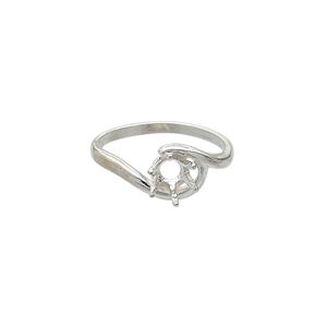 Ring, Sure-Set™, sterling silver, swirl band with 6mm 6-prong faceted round setting, size 7. Sold individually.