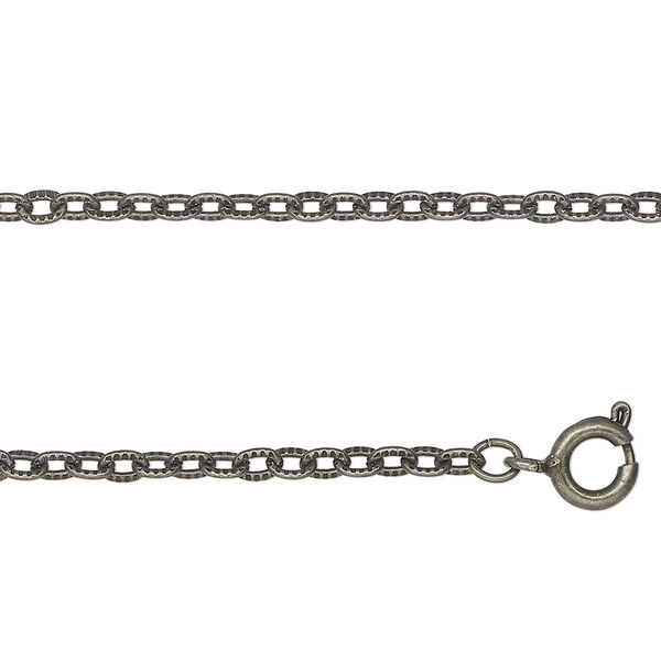 Chain, gunmetal-finished steel, 2.5mm textured cable, 24 inches with springring clasp. Sold individually. image number 0