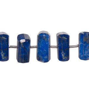 Lapis lazuli 1pkg8, hand-cut top-drilled step-cut freeform bead natural, 11x6mm-17x8mm