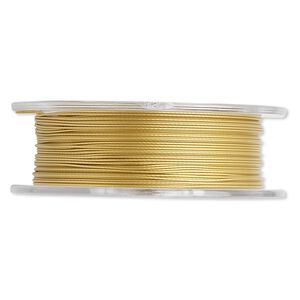 Beading wire, Tigertail™, nylon-coated stainless steel, gold, 3 strand, 0.018-inch diameter. Sold per 30-foot spool.
