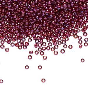 Seed bead, TOHO BEADS®, glass, pkg/7.5g, #11 round, translucent gold luster raspberry (TR-11-332).