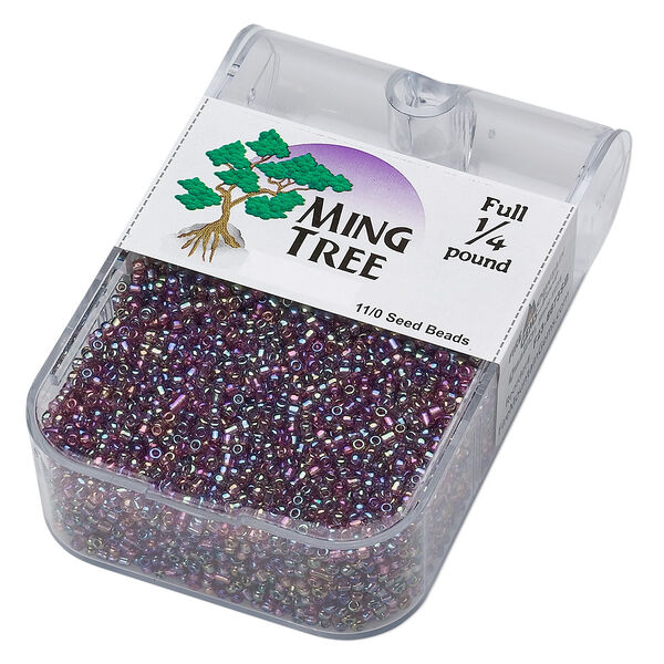 Seed bead, Ming Tree™, glass, pkg/1/4 pound, #11 round, translucent rainbow purple. image number 0