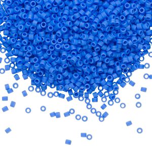 Seed bead, Delica®, glass, pkg/250g, #11 round, opaque matte cyan blue (DB-1588).