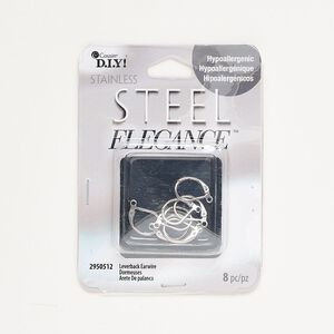 Earring, silver-finished stainless steel, 13mm leverback. Sold per pkg of 2 pairs.