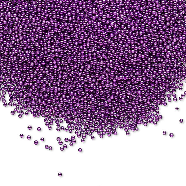 Bead, coated glass, opaque purple, 1mm undrilled micro round. Sold per 15-gram vial. image number 0