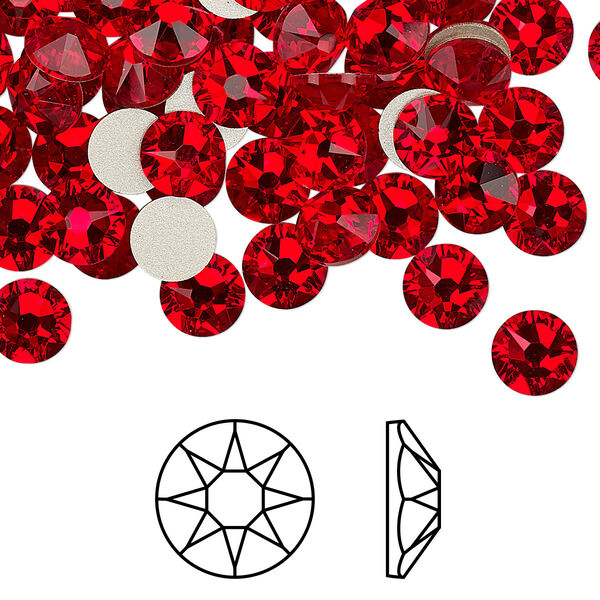 Flat back 144pk light Siam foil back, Crystal Passions® 6.32-6.5mm rose round SS30 2088 image number 0