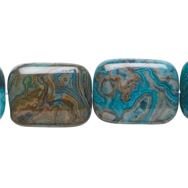 Bead, crazy lace agate (dyed), light to dark blue, 20x15mm puffed pillow, B grade, Mohs hardness 6-1/2 to 7. Sold per 15-1/2" to 16" strand. image number 0