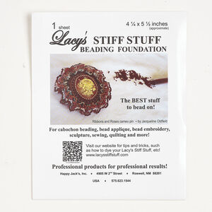 Lacy's Stiff Stuff™ 1pkg1, beading foundation, white, 5-1/2x4-1/4 inch rectangle sheet.