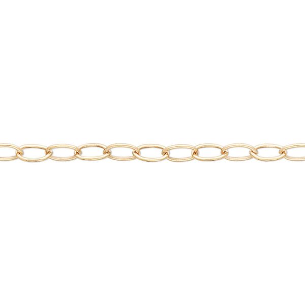 Chain, 14Kt gold-filled, 5x3mm oval cable. Sold per pkg of 5 feet. image number 0